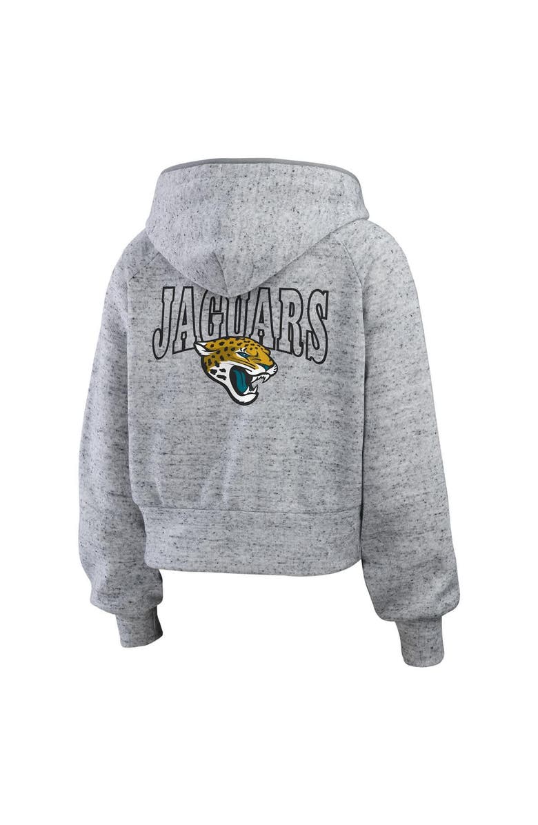 WEAR by Erin Andrews Women's WEAR by Erin Andrews  Heather Gray Jacksonville Jaguars Speckled Fleece Cropped Full-Zip Hoodie, Alternate, color, Heather Gray