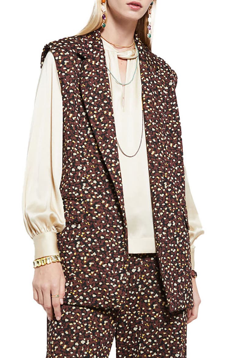 Sleeveless Blazer, Main, color, Brown