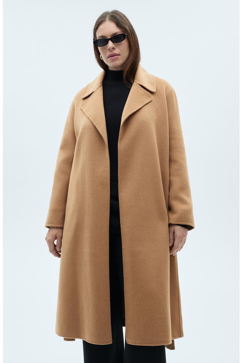 Belted Handmade Wool Blend Coat, Alternate, color, MEDIUM BROWN