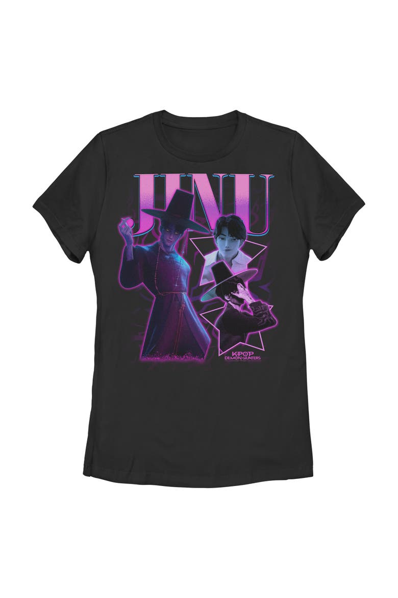 Women's KPop Demon Hunters Jinu Saja Collage  Graphic T-Shirt, Main, color, Black
