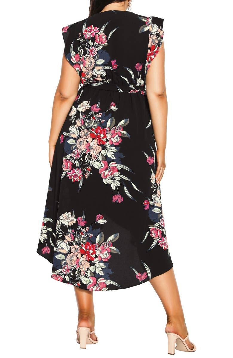City Chic Floral Short Sleeve High-Low Dress, Alternate, color, Misty Floral