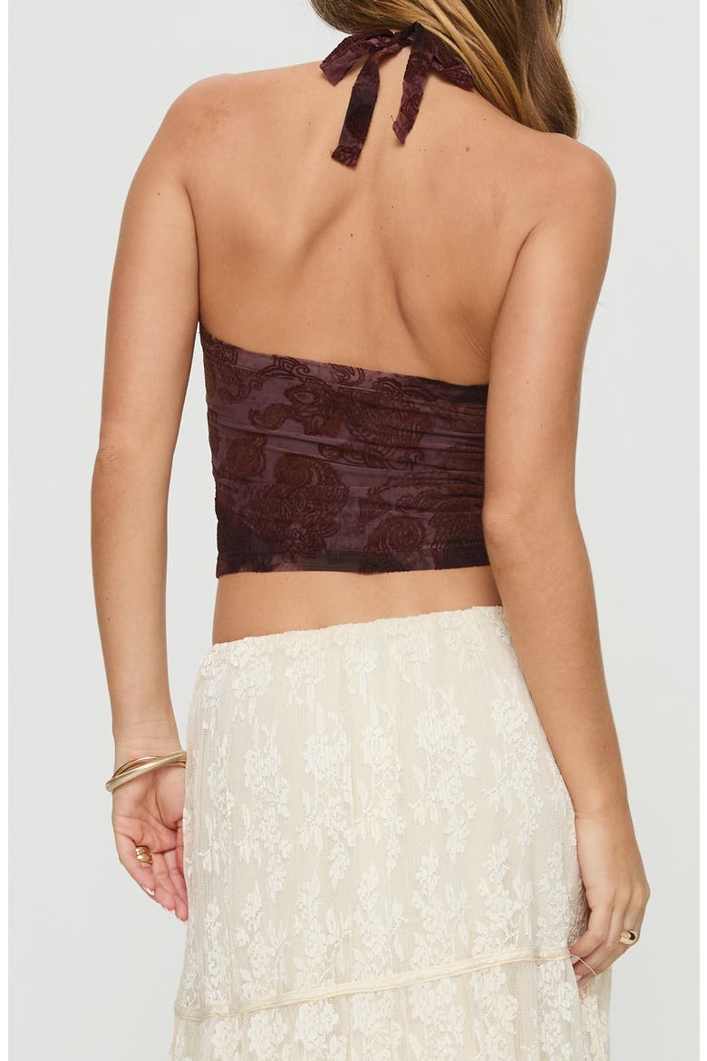 Zyraelyn Crop Halter Tank Top, Alternate, color, DARK RED
