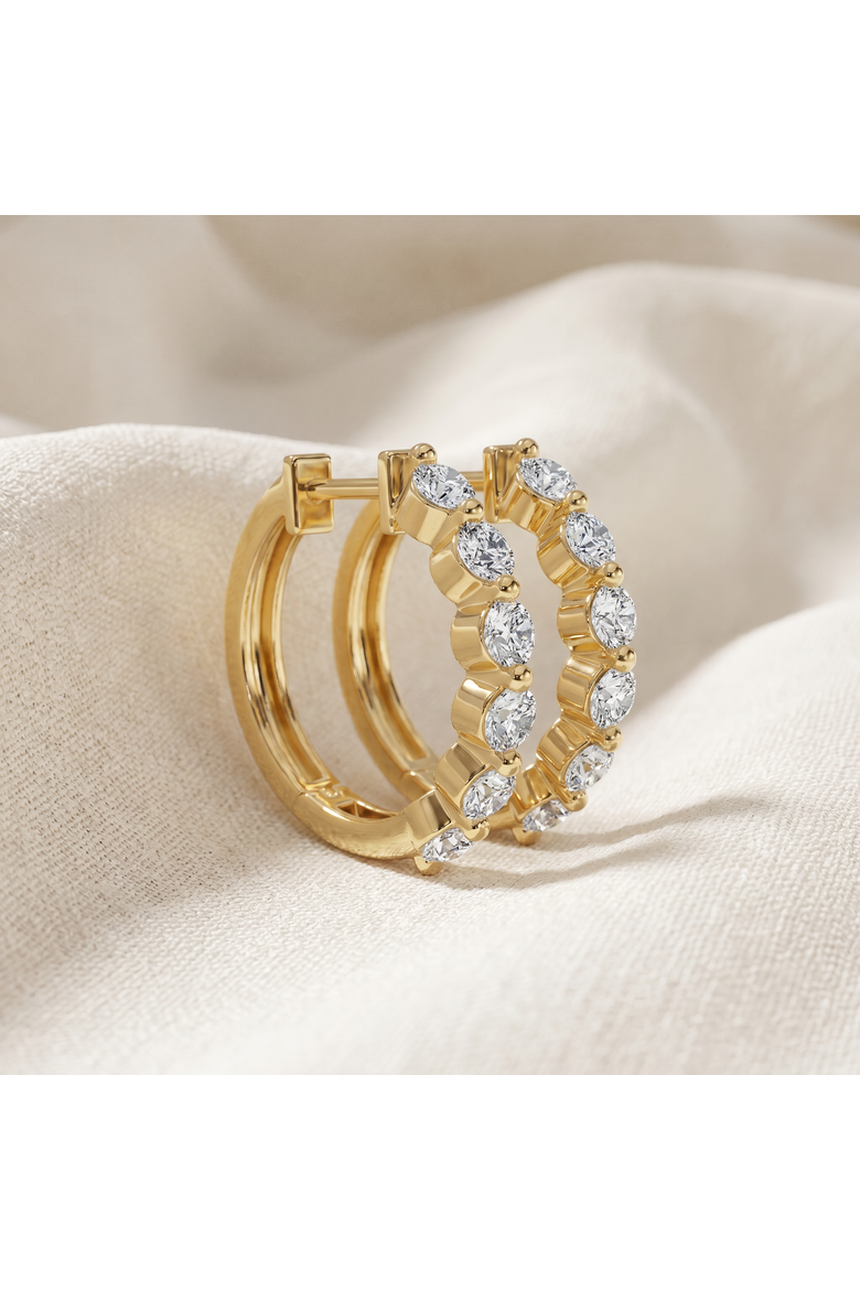 1Ct 6-Stone Diamond Hoops 10k Gold Lab Grown, Alternate, color, 10k Yellow Gold