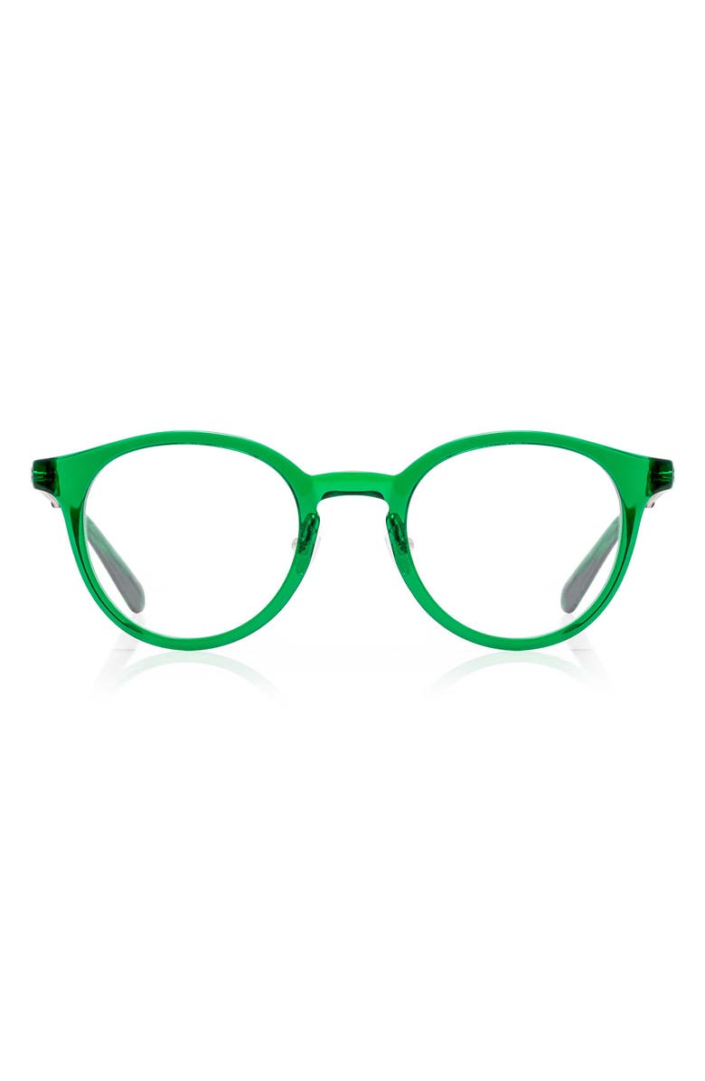 eyebobs Golden Age 45mm Round Reading Glasses, Alternate, color, Green Apple Crystal / Silver