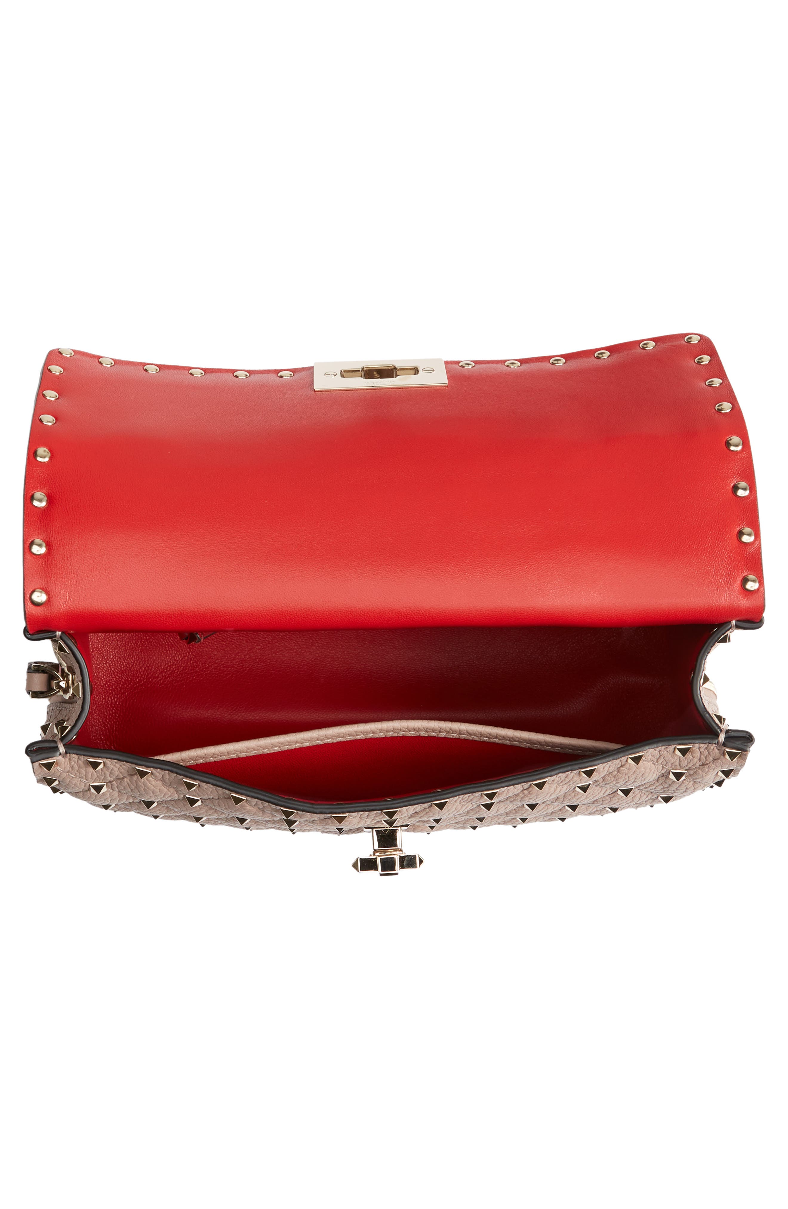Valentino Garavani Spike Up Matelassé Calfskin Leather Shoulder Bag, Alternate, color, 