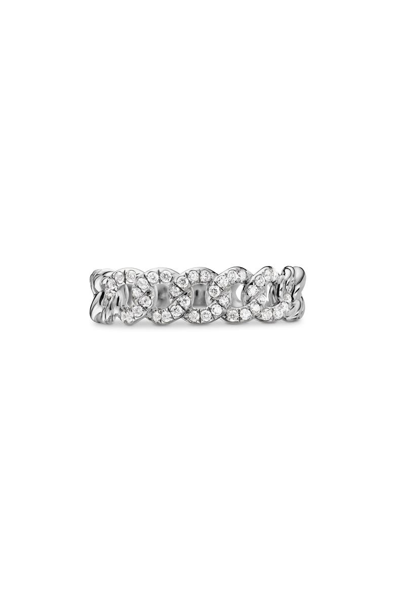 Belmont Curb Link Narrow Ring with Pavé Diamonds, Main, color, DIAMOND