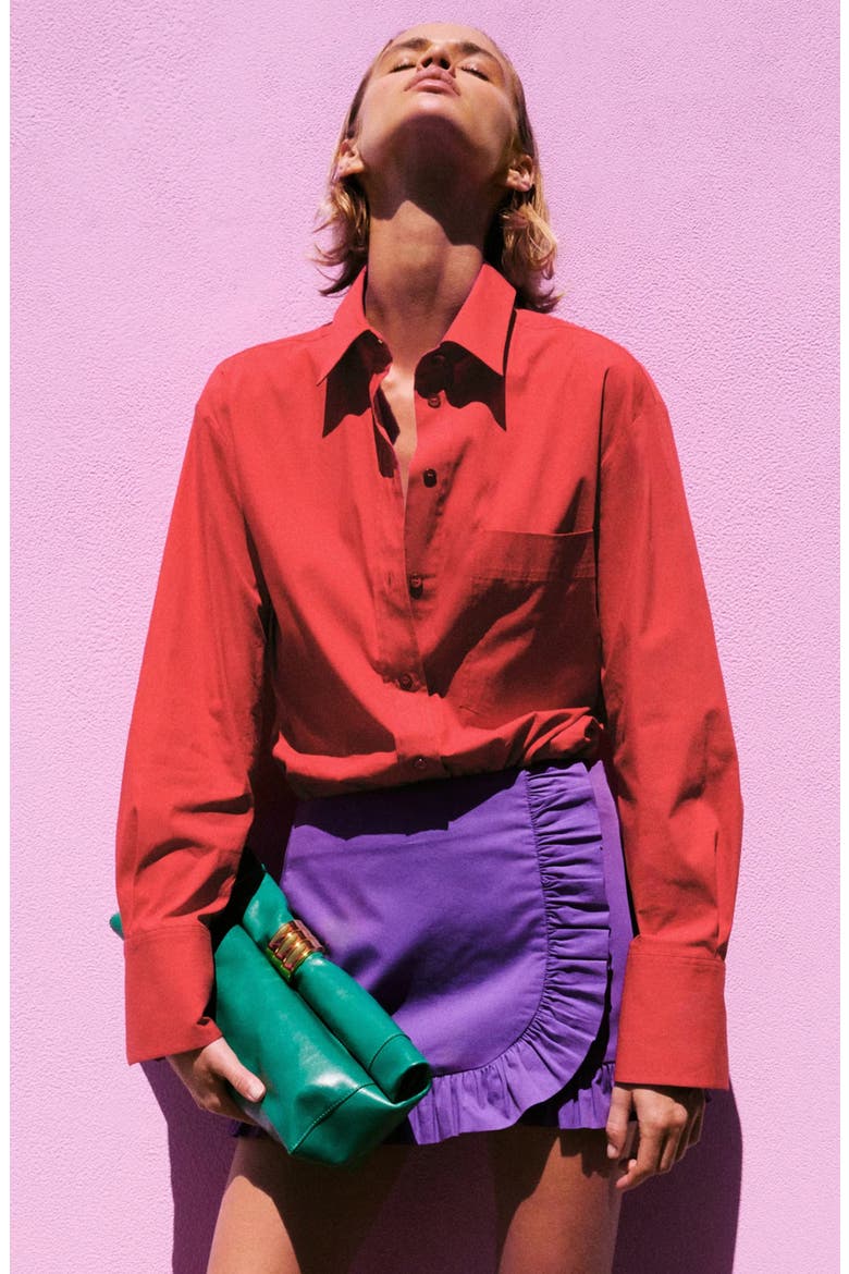 Starring Hailey Bieber Juanes Button-Up Shirt, Alternate, color, RED