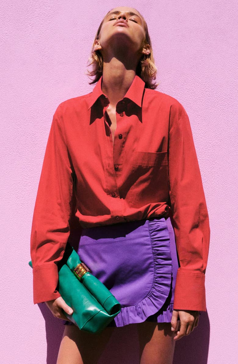 MANGO Starring Hailey Bieber Juanes Button-Up Shirt, Alternate, color, Red