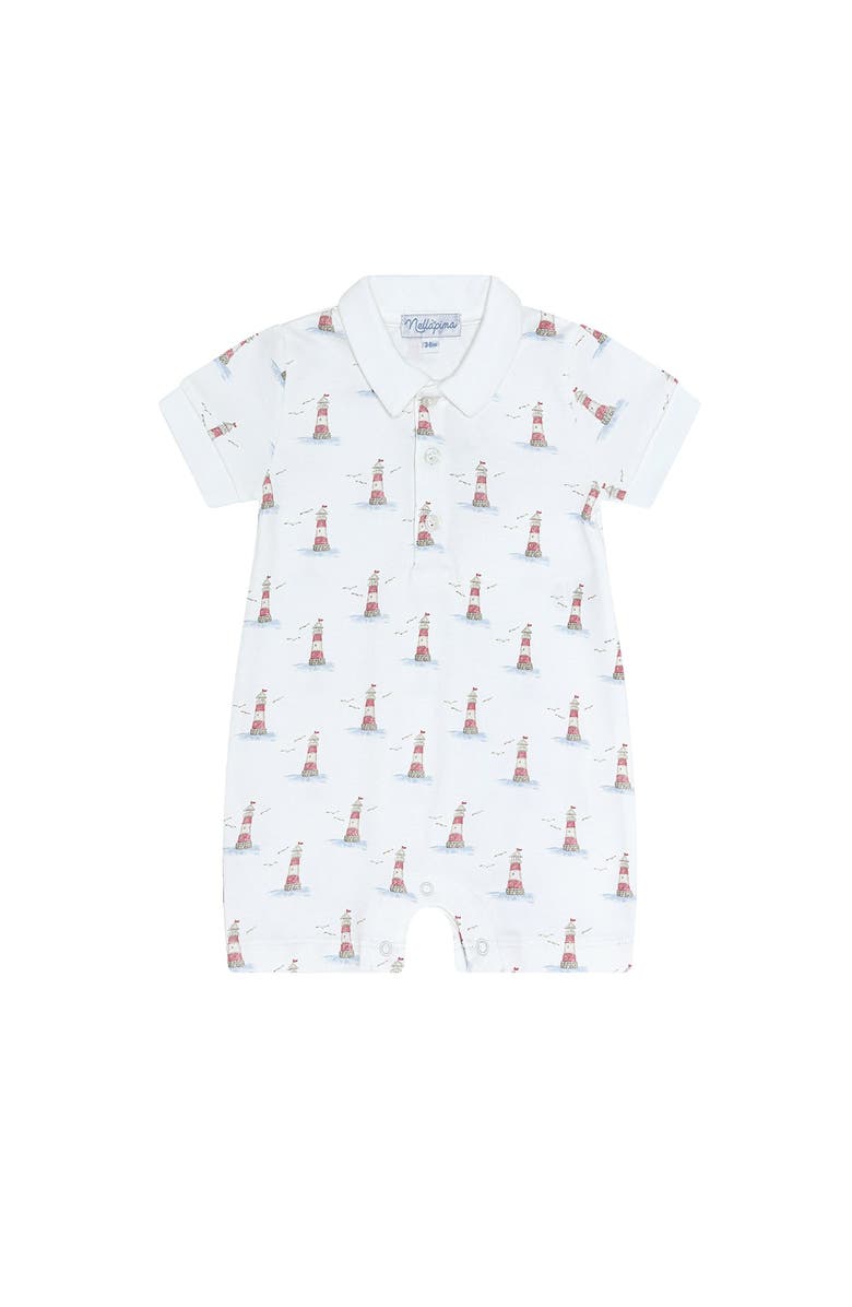 Nellapima Lighthouse Print Romper Short Sleeve - Baby, Main, color, Red