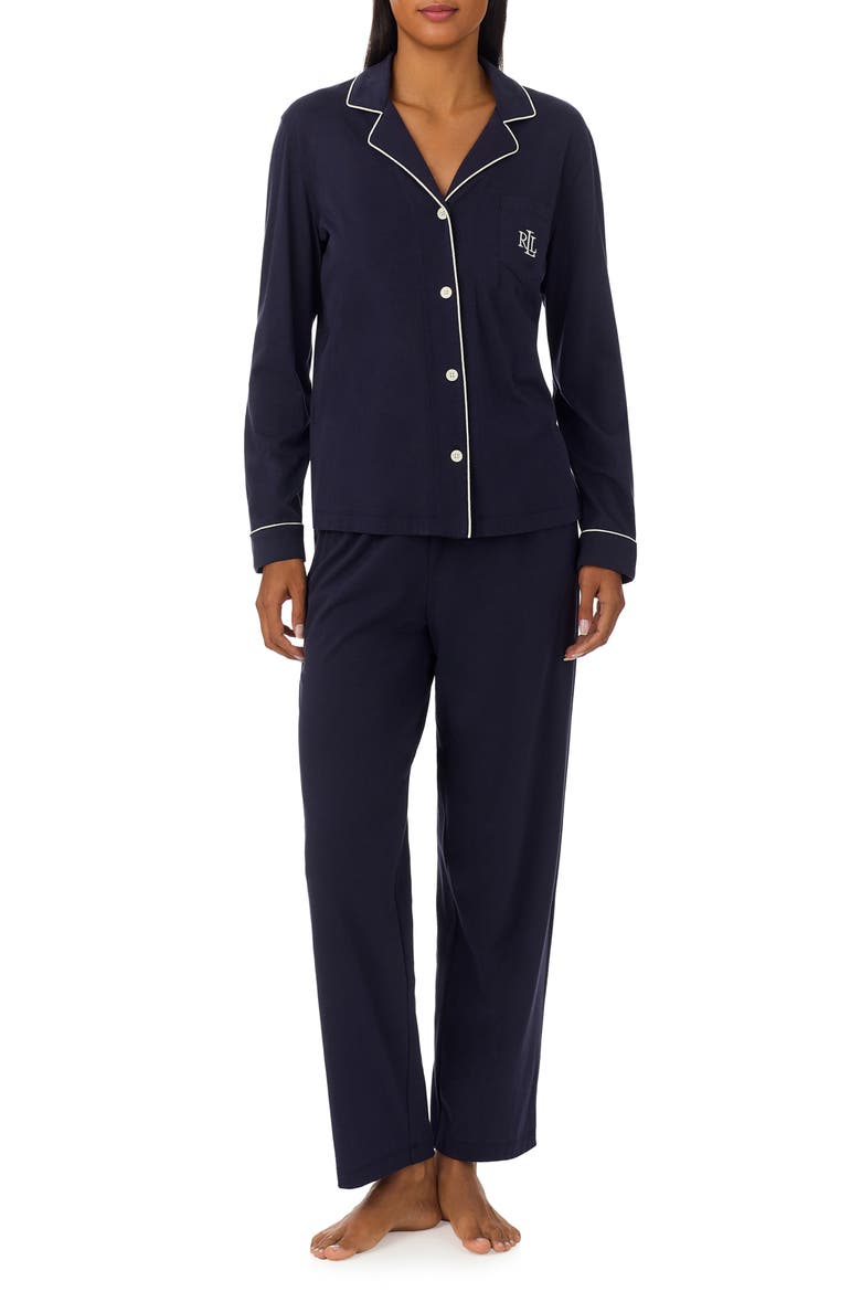 Knit Pajamas, Main, color, NAVY