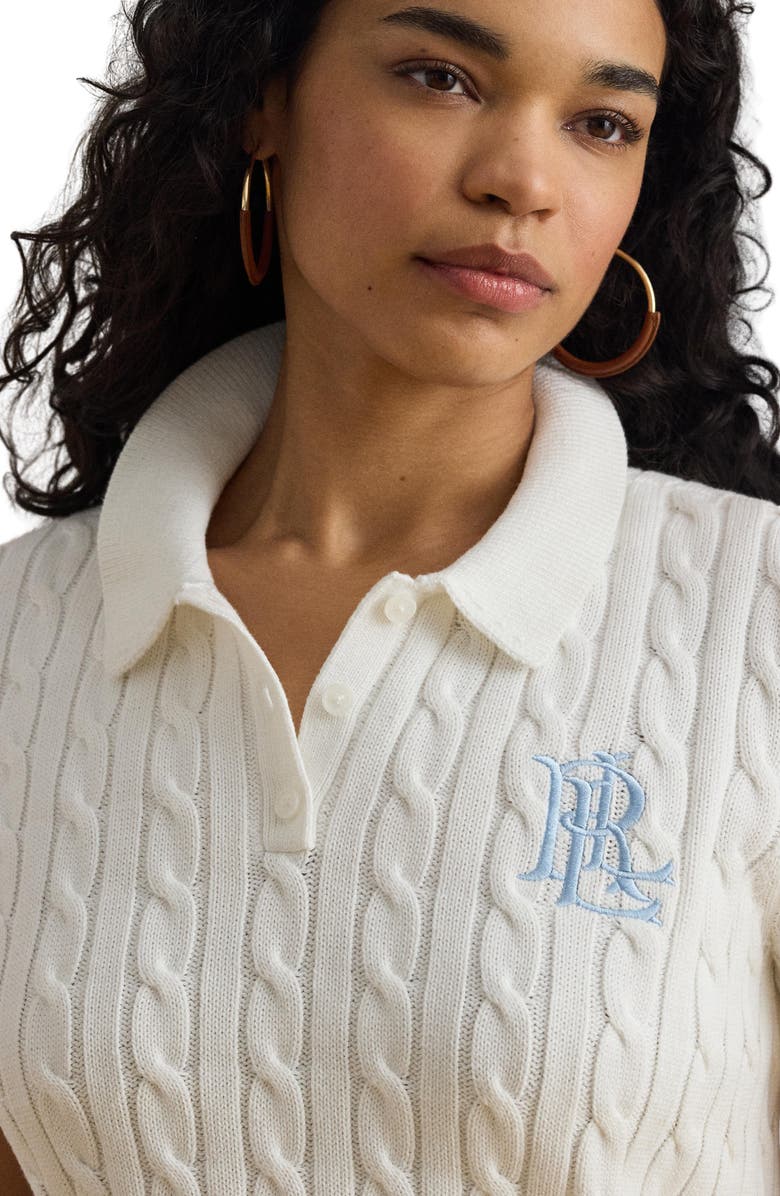 Lauren Ralph Lauren Natrissa Cable Knit Polo Sweater, Alternate, color, White