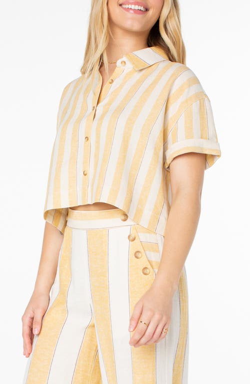 Roxy Kula Linen Blend Crop Button-up Shirt
