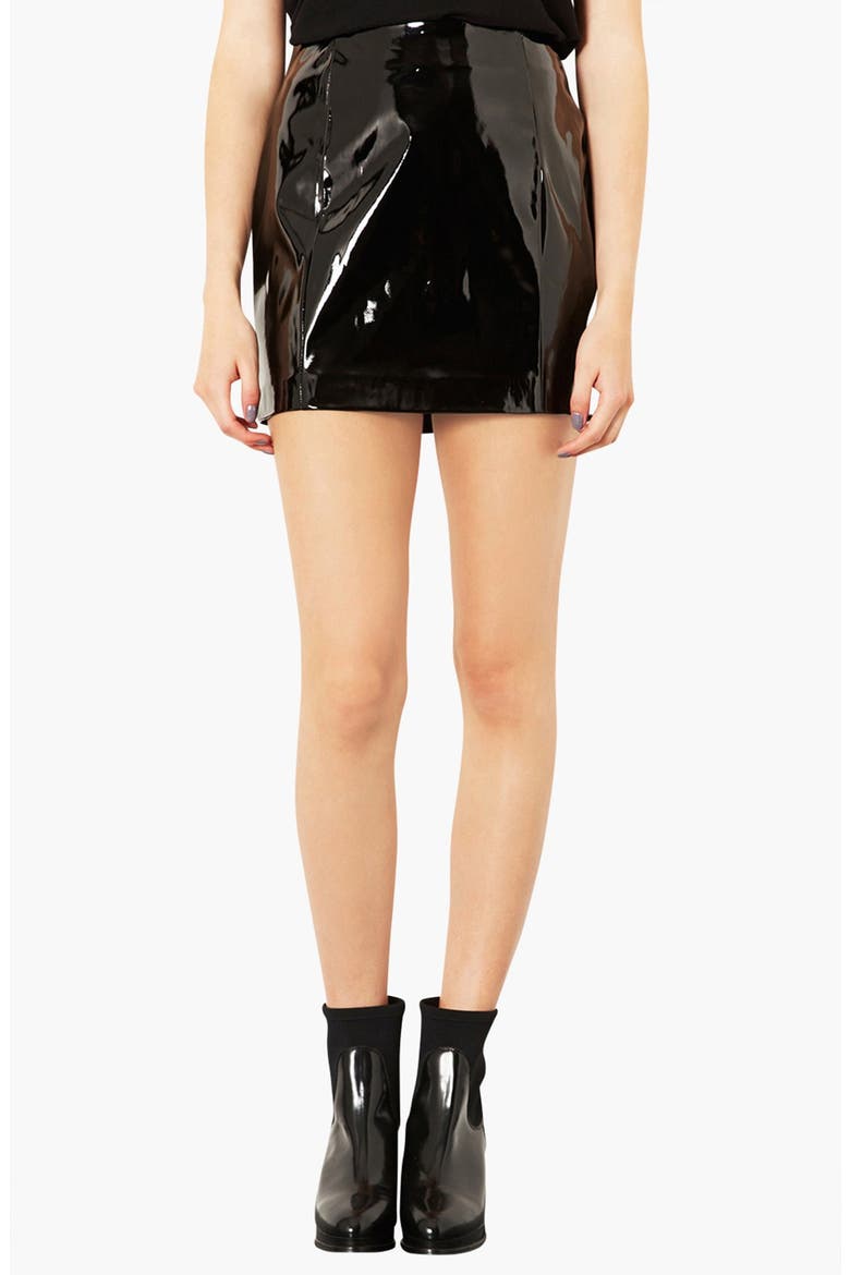 Vinyl Miniskirt, Main, color, BLACK