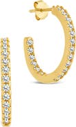 Sterling Forever Cubic Zirconia Open Hoop Earrings