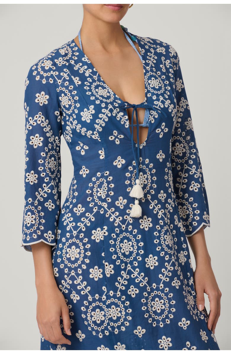 Shoshanna Cannes Embroidered Chambray Maxi Cover Up, Alternate, color, Chambray