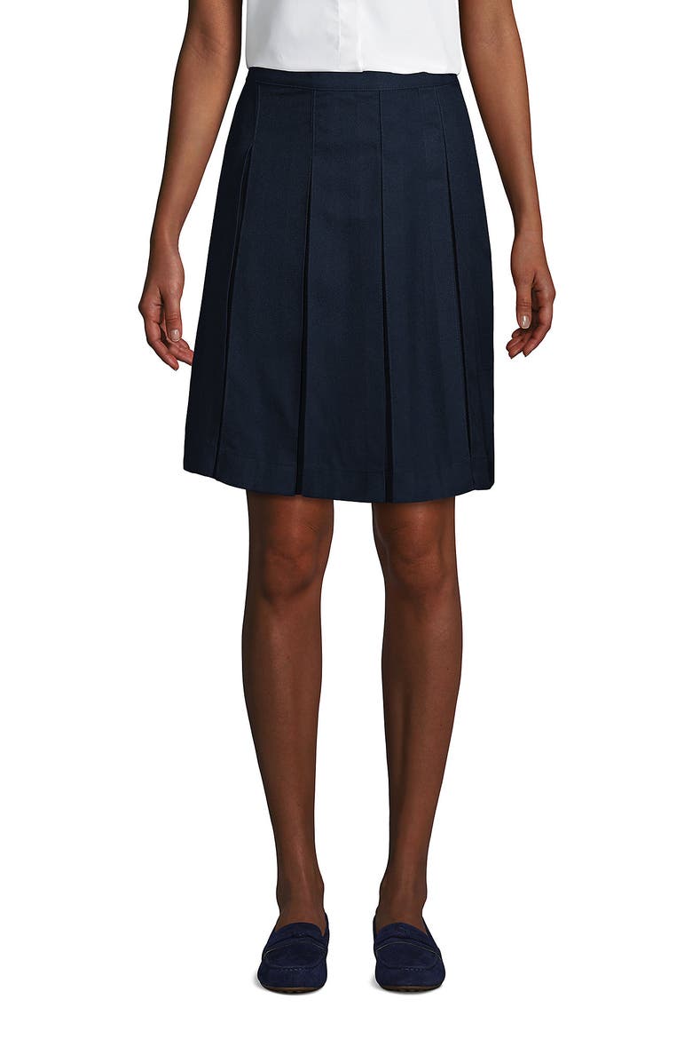 School Uniform  Solid Box Pleat Skirt Top of Knee, Main, color, Classic Navy