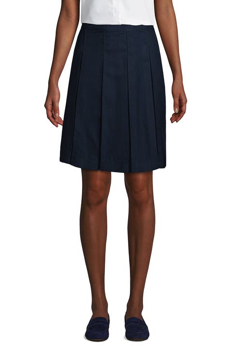 School Uniform  Solid Box Pleat Skirt Top of Knee
