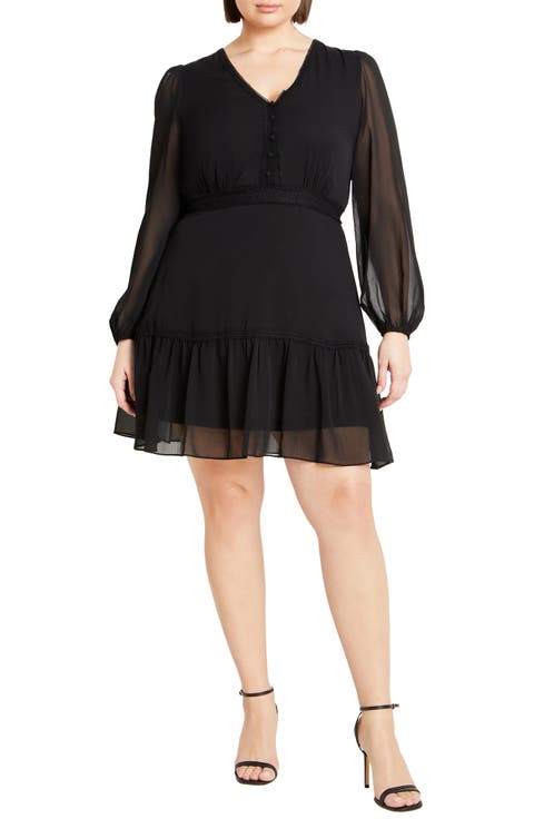 Kiki Embroidered Long Sleeve Dress (Plus)