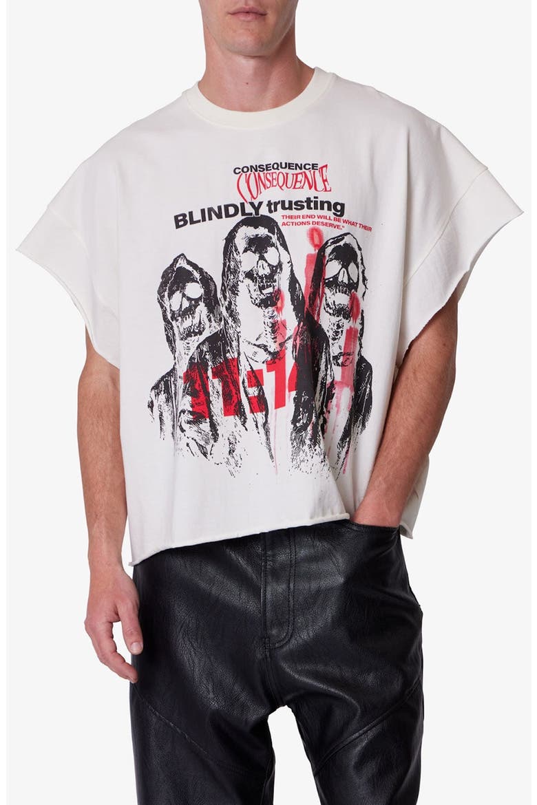 Grim Graphic Cutoff T-Shirt, Main, color, OFF WHITE