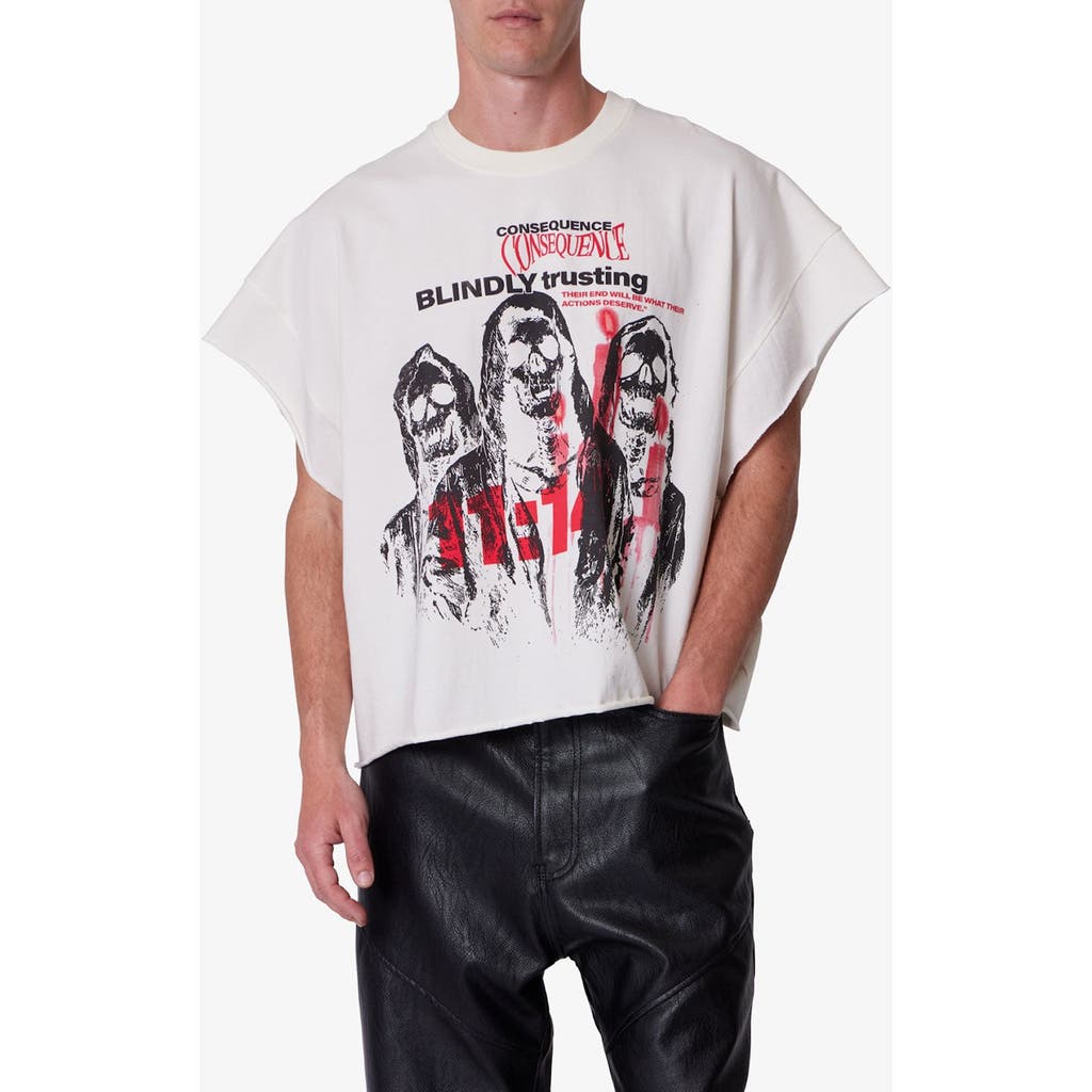 Mnml Grim Graphic Cutoff T-shirt In White