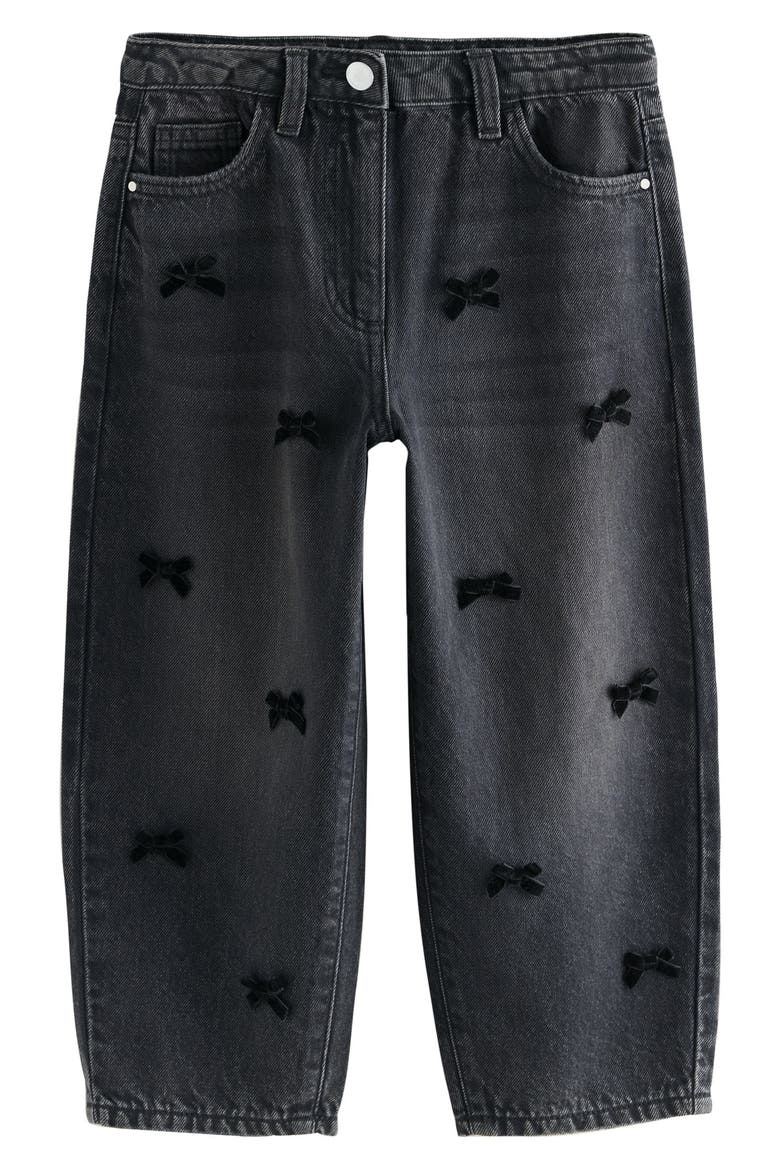 Kids' Bow Applique Jeans, Main, color, GREY