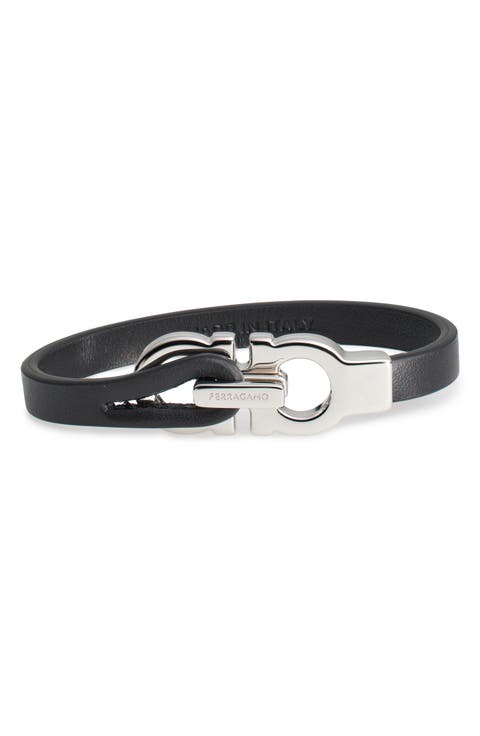Men's Gancini Leather Bracelet