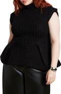 ELOQUII Turtleneck Peplum Sweater Vest