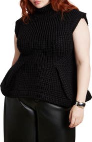 ELOQUII Turtleneck Peplum Sweater Vest