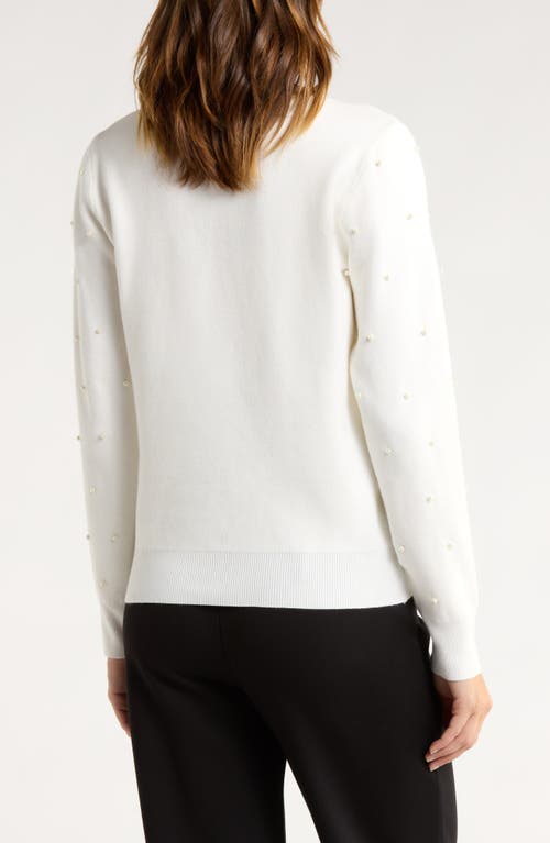By Design Faux Pearl Embellished Sweater In White