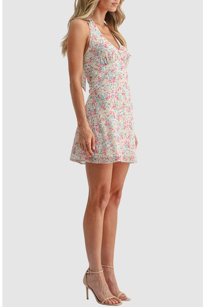 Floral Halter Minidress, Alternate, color, PINK BLUE DITSY