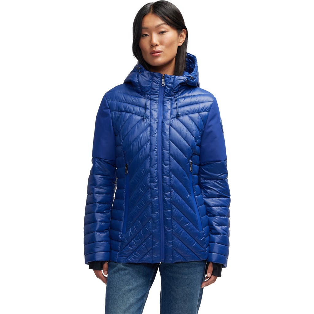 Pajar Esmay Lightweight Mixed Media Quilted Packable Puffer In Sapphire