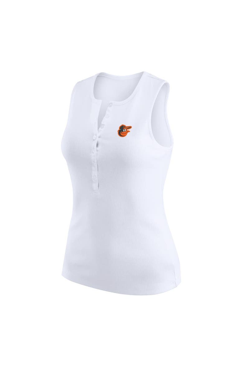 WEAR by Erin Andrews Women's WEAR by Erin Andrews White Baltimore Orioles Rib-Knit Henley Tank Top, Alternate, color, White