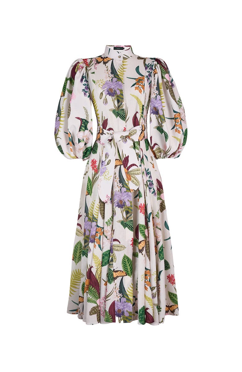 NO PISE LA GRAMA Bromelia Dress, Main, color, Jardin Print Off White