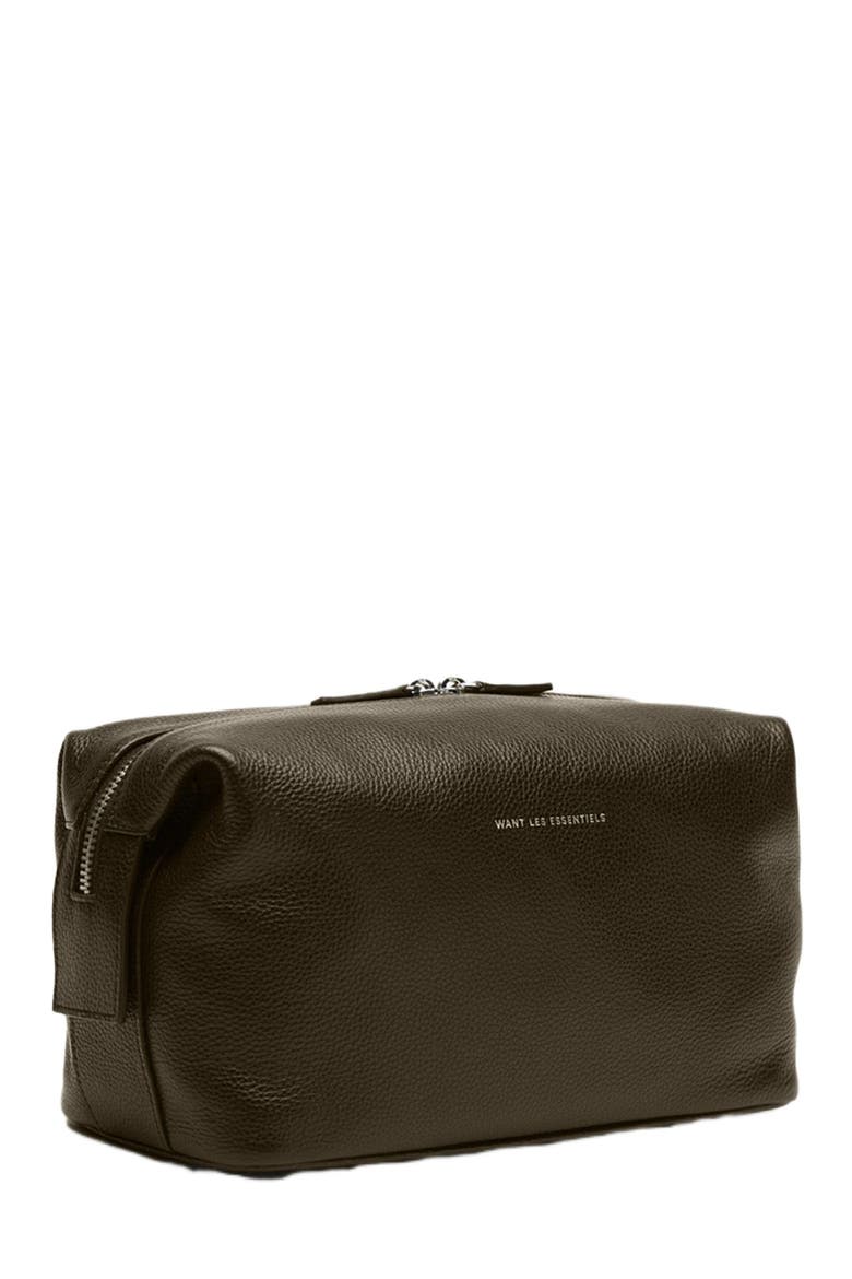 Kenyatta Pebble Grained Leather Toiletry Bag, Alternate, color, Dark Brown