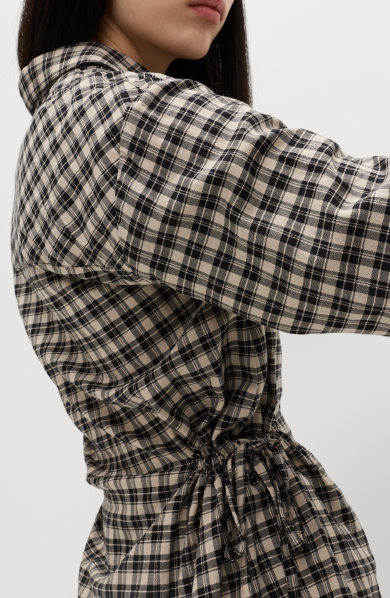 M&S Drawstring Waist Cotton Shirt, Alternate, color, Black/ Multi