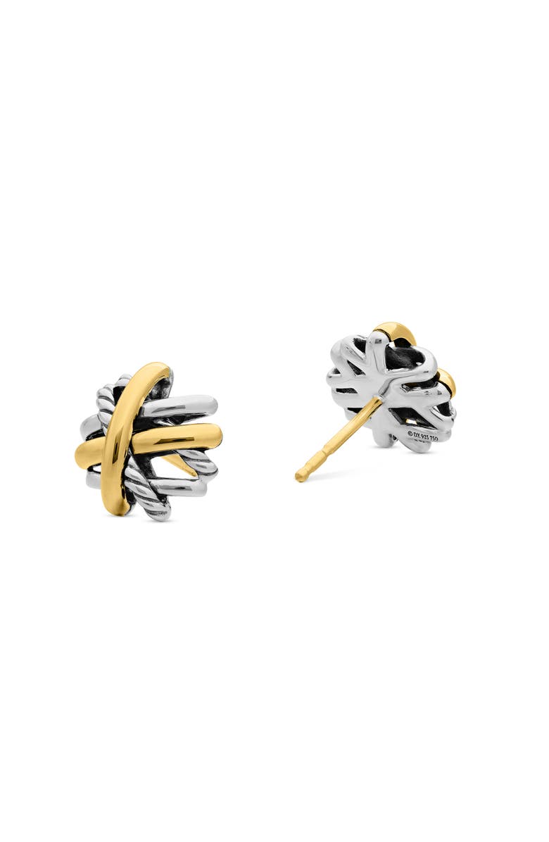 David Yurman Crossover Stud Earrings with 18K Yellow Gold, Alternate, color, Silver/ Gold