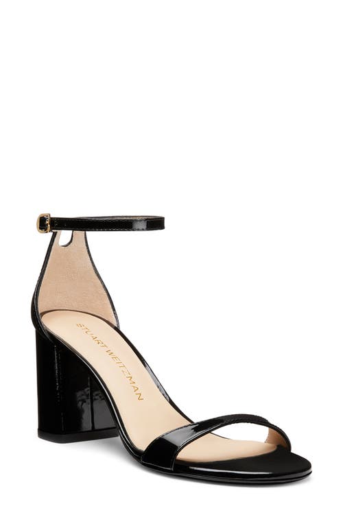 Stuart Weitzman Nudist Ii Leather Ankle-strap Sandals In Black/black
