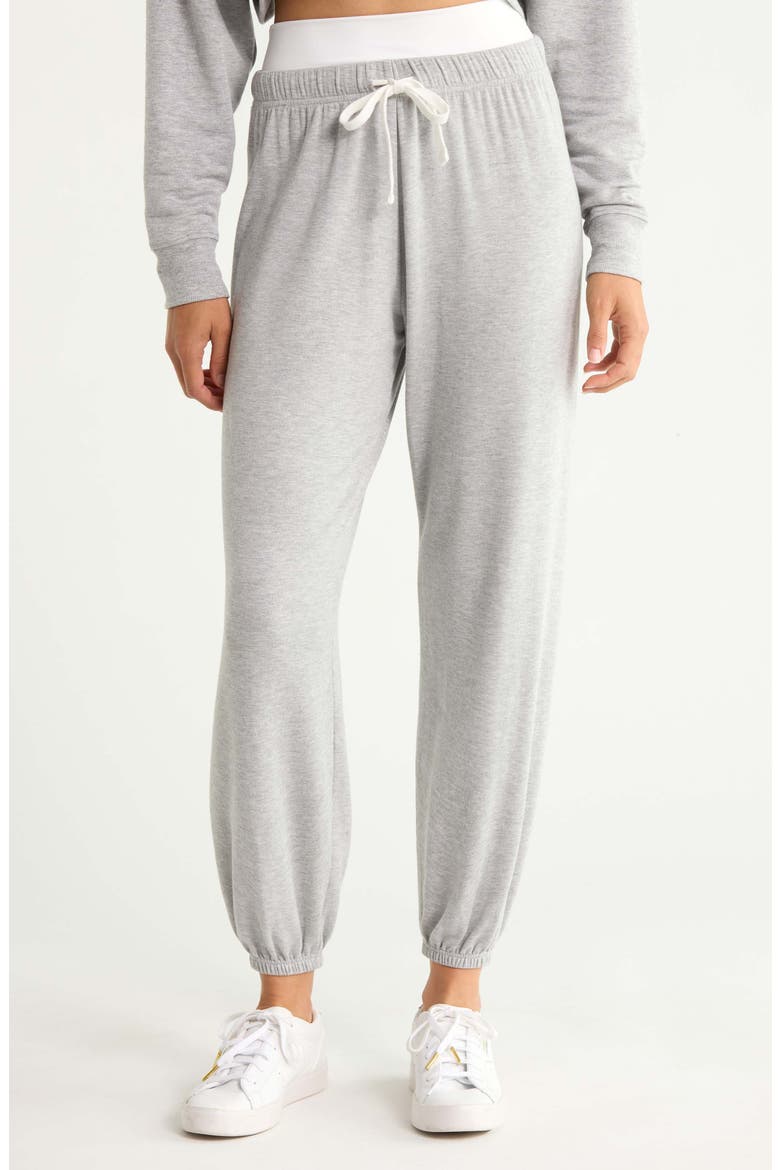 Andie Dual Waist Sweatpants, Main, color, HEATHER GREY/ WHITE