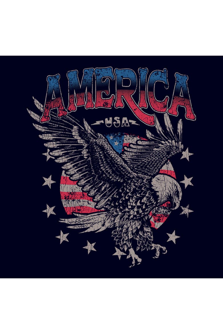 Juniors Lost Gods Distressed America Bald Eagle T Shirt, Alternate, color, Navy Blue