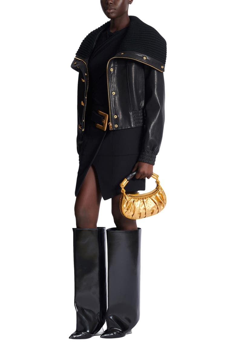 Balmain Draped T-shirt, Alternate, color, Black