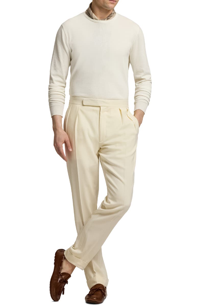 Ralph Lauren Purple Label Cotton Crewneck Sweater, Alternate, color, Classic Cream
