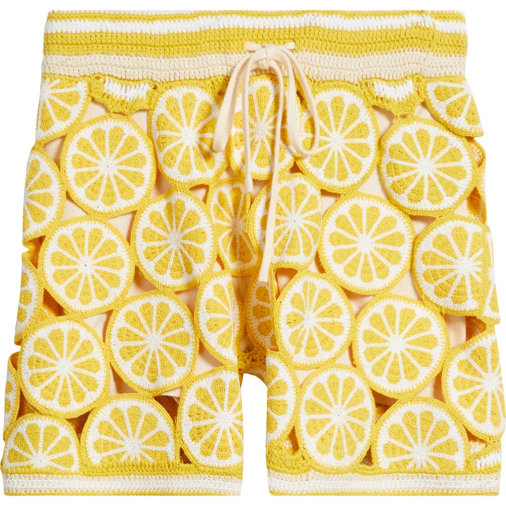 Mavrans Lemon Crochet Shorts In Yellow