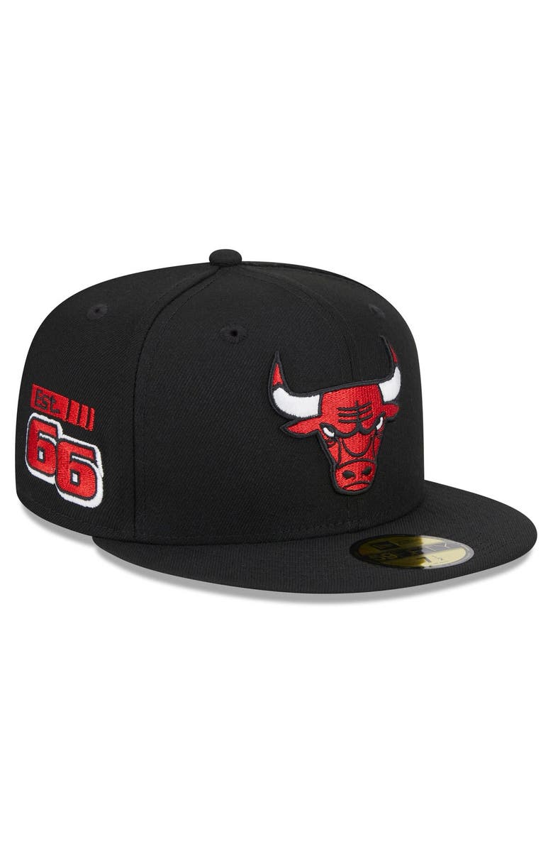 New Era Men's New Era Black Chicago Bulls Rally Drive Side Patch 59FIFTY Fitted Hat, Main, color,