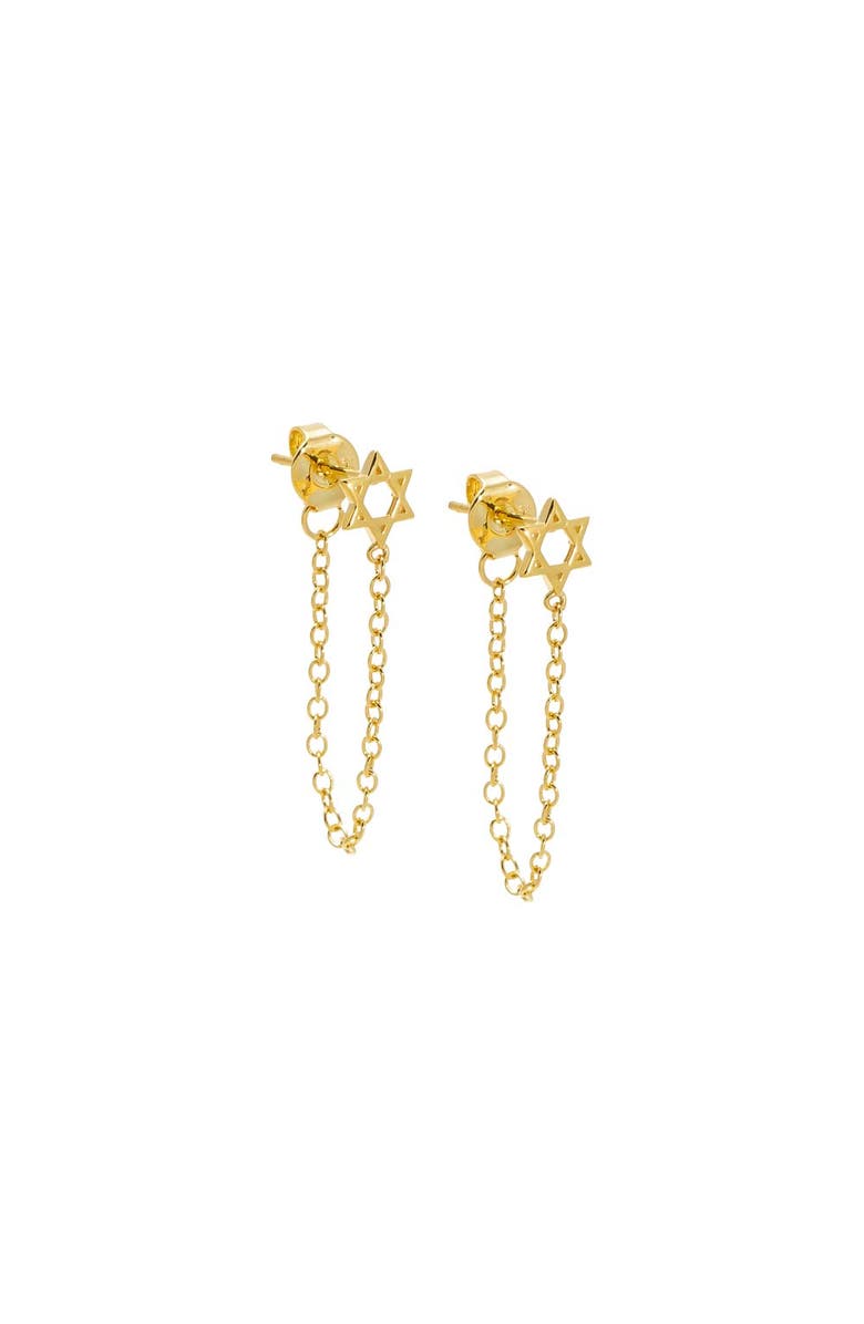 BY ADINA EDEN Solid Star of David Front Back Chain Stud Earring, Main, color, Gold