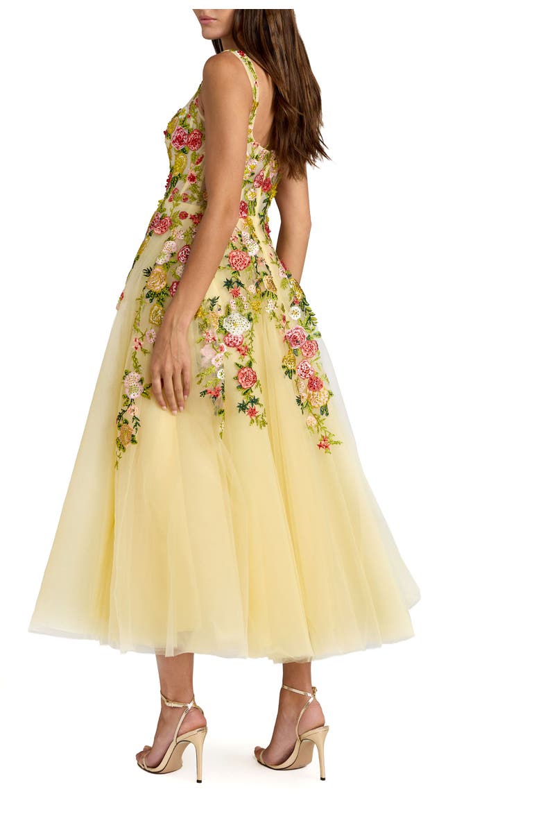 Mac Duggal Embroidered Tulle A-Line Midi Dress, Alternate, color, Butter Multi