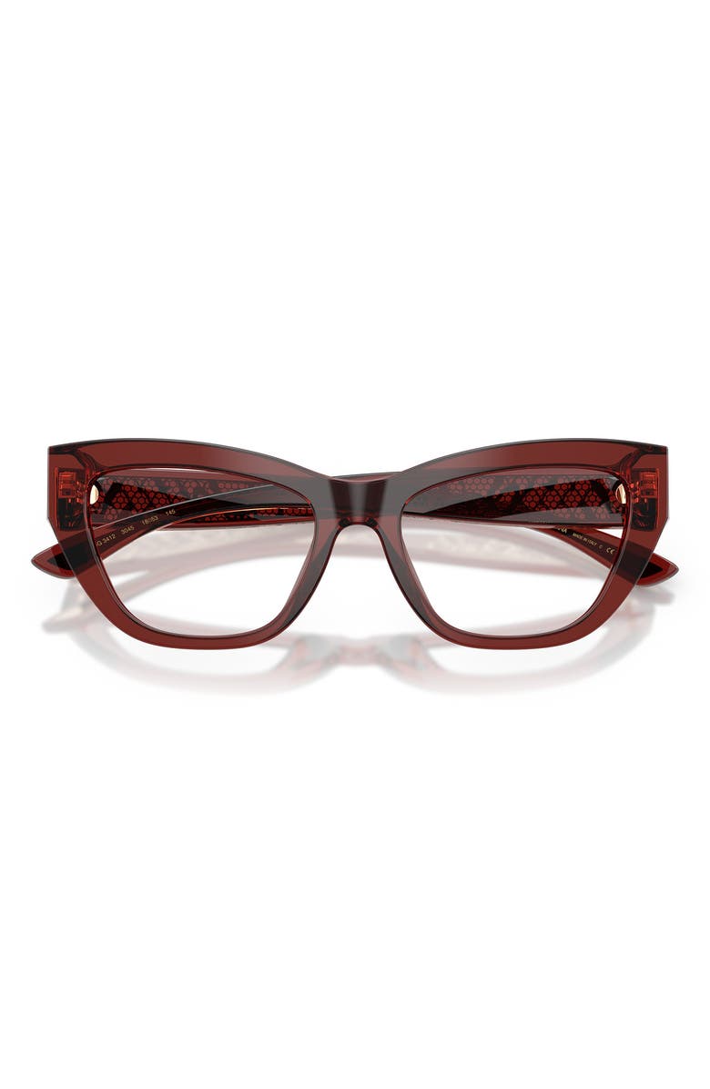 Dolce&Gabbana 53mm Cat Eye Optical Glasses, Alternate, color, Bordeaux / Demo Lens