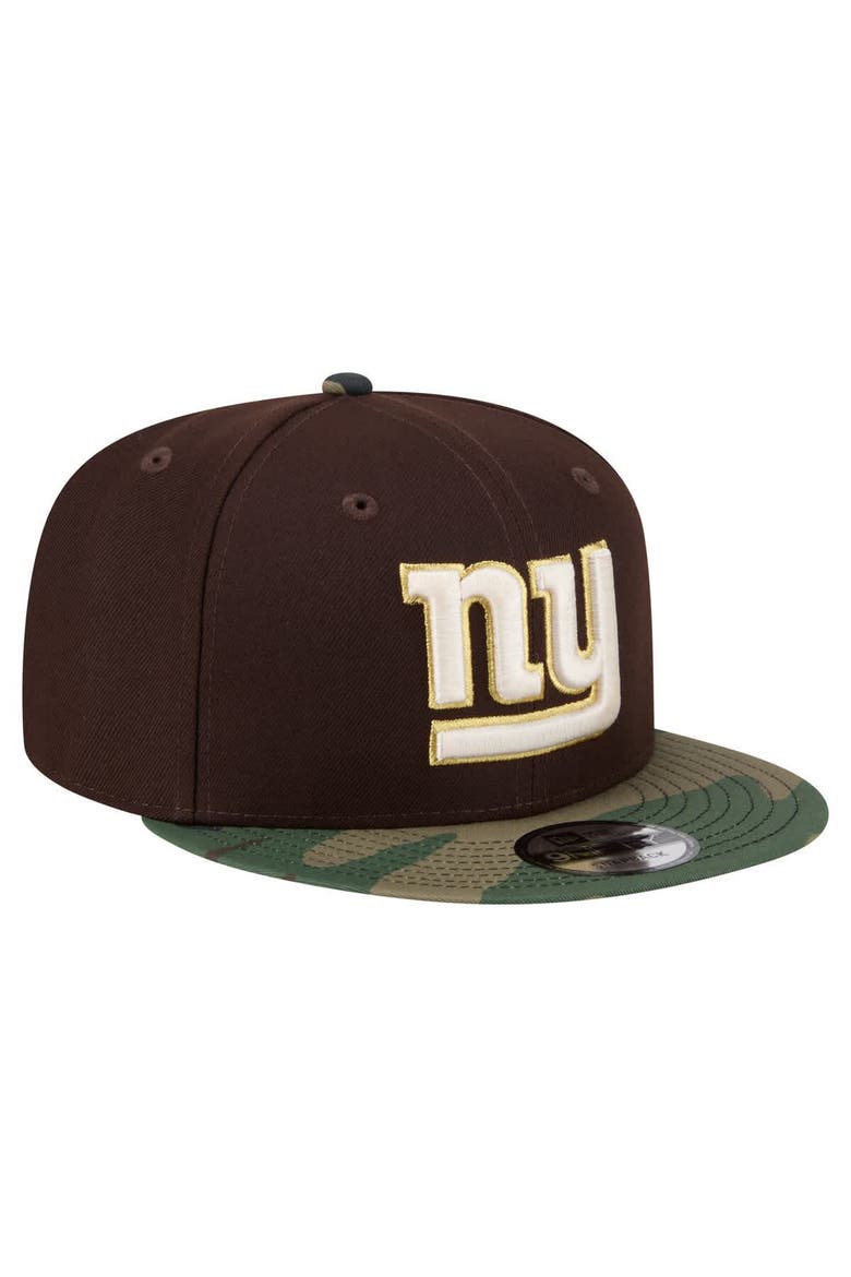 Men's New Era  Dark Brown New York Giants Burnt Wood Camo 9FIFTY Snapback Hat, Alternate, color, Dark Brown