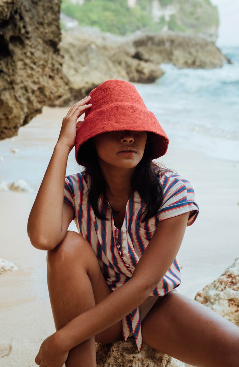 BRUNNA.CO The Naomi Jute Straw Hat, Alternate, color, Red