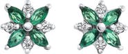 Bliss Diamond .60Ct Petal Green Emerald Diamond Earrings 14k Gold Lab Grown Screw Back