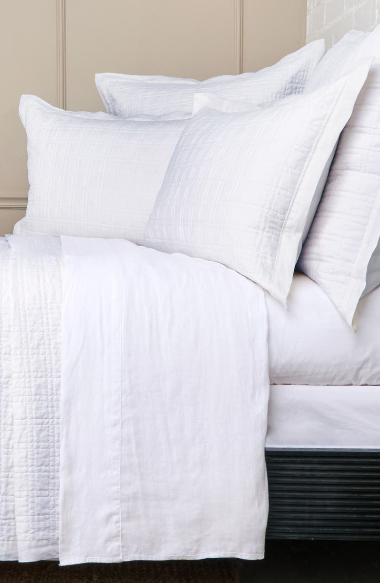 Pom Pom at Home Owen Quilted Linen Pillow Sham, Alternate, color, White